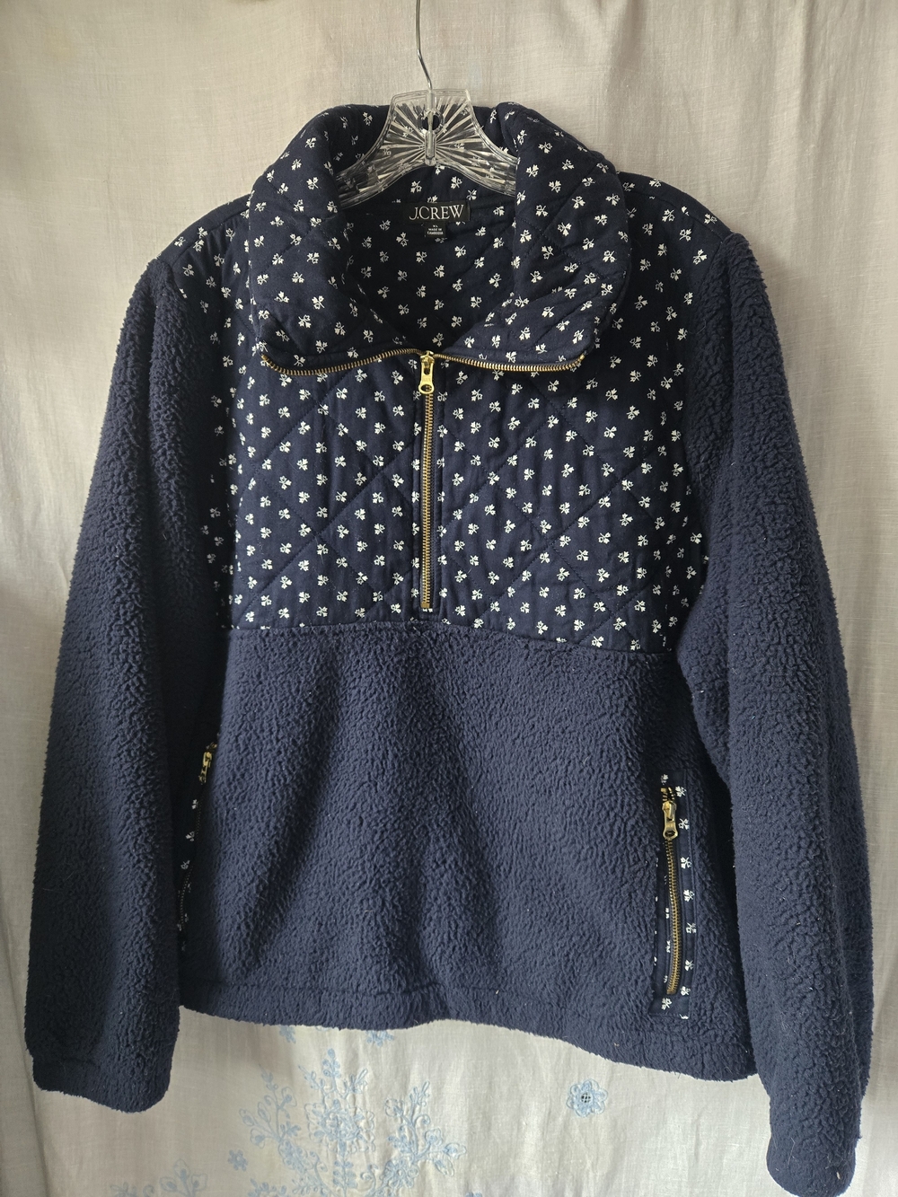 J.Crew Gorpcore Quilted Sherpa Fleece Half-Zip Pullover, Xl